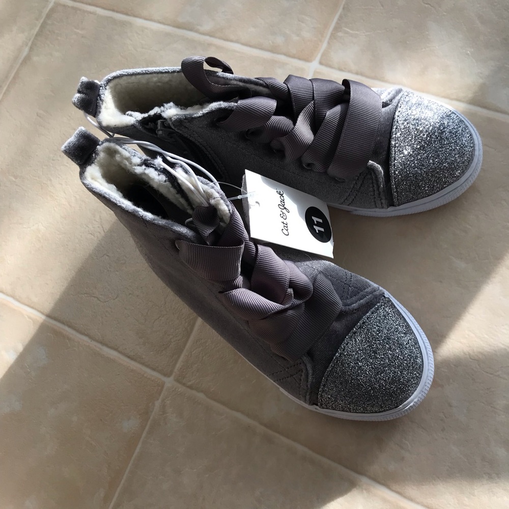 Cat & Jack velvet and glitter toe sneakers